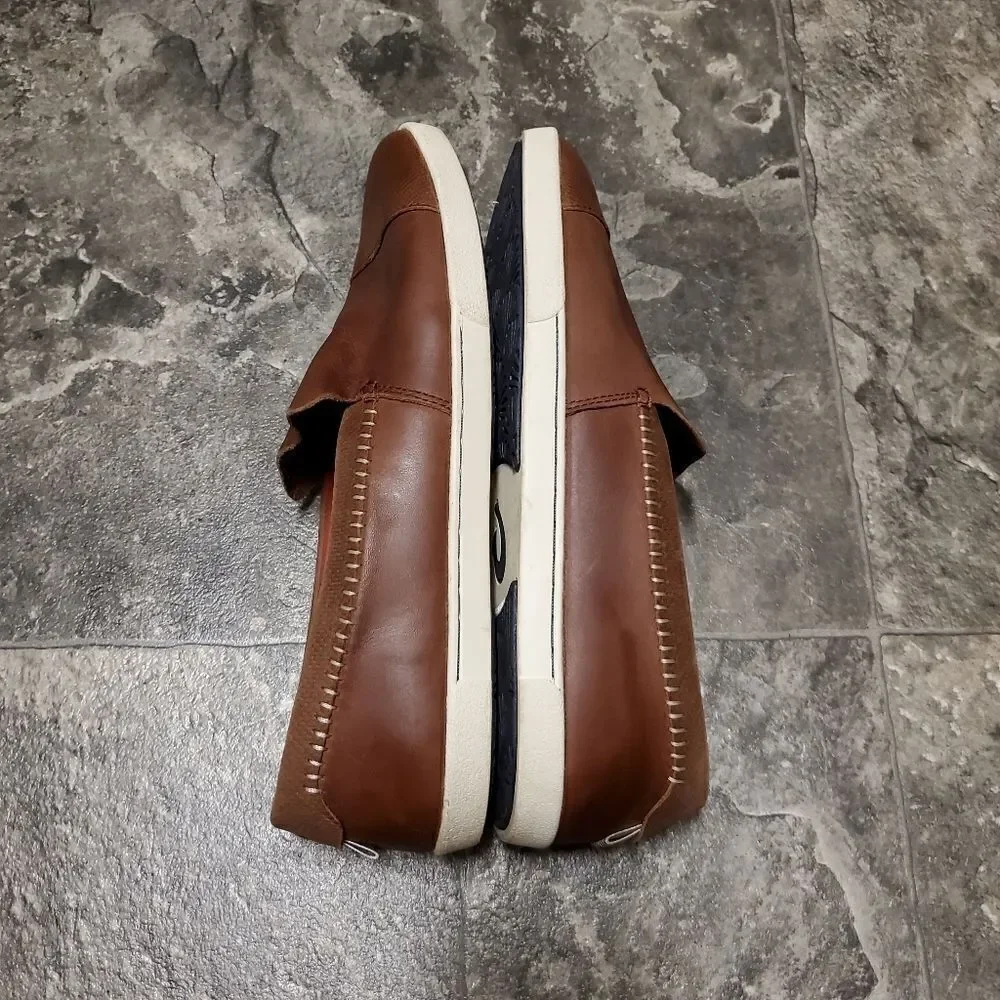 Olukai Women's Alohi‎ Brown Leather Casual Comfort Sneaker Slip-on Shoes 11